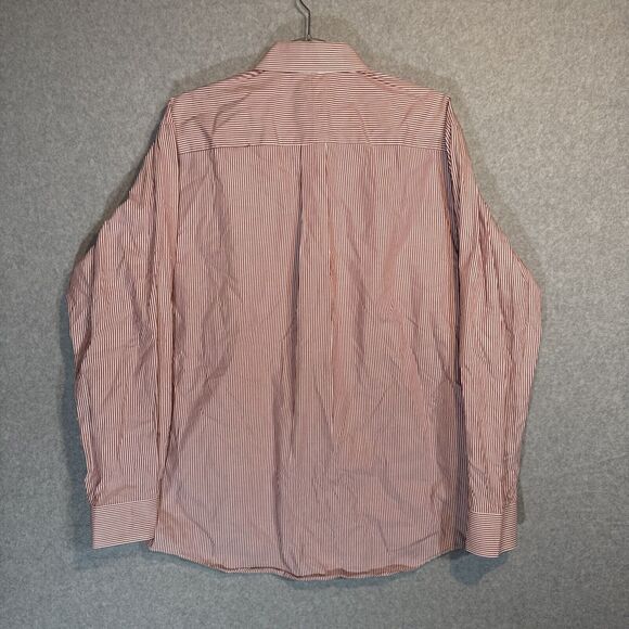 Club Room Pinpoint Men’s Dress Shirt 16 34/35 Easy Care LS White w/ Red Stripes - Picture 8 of 11